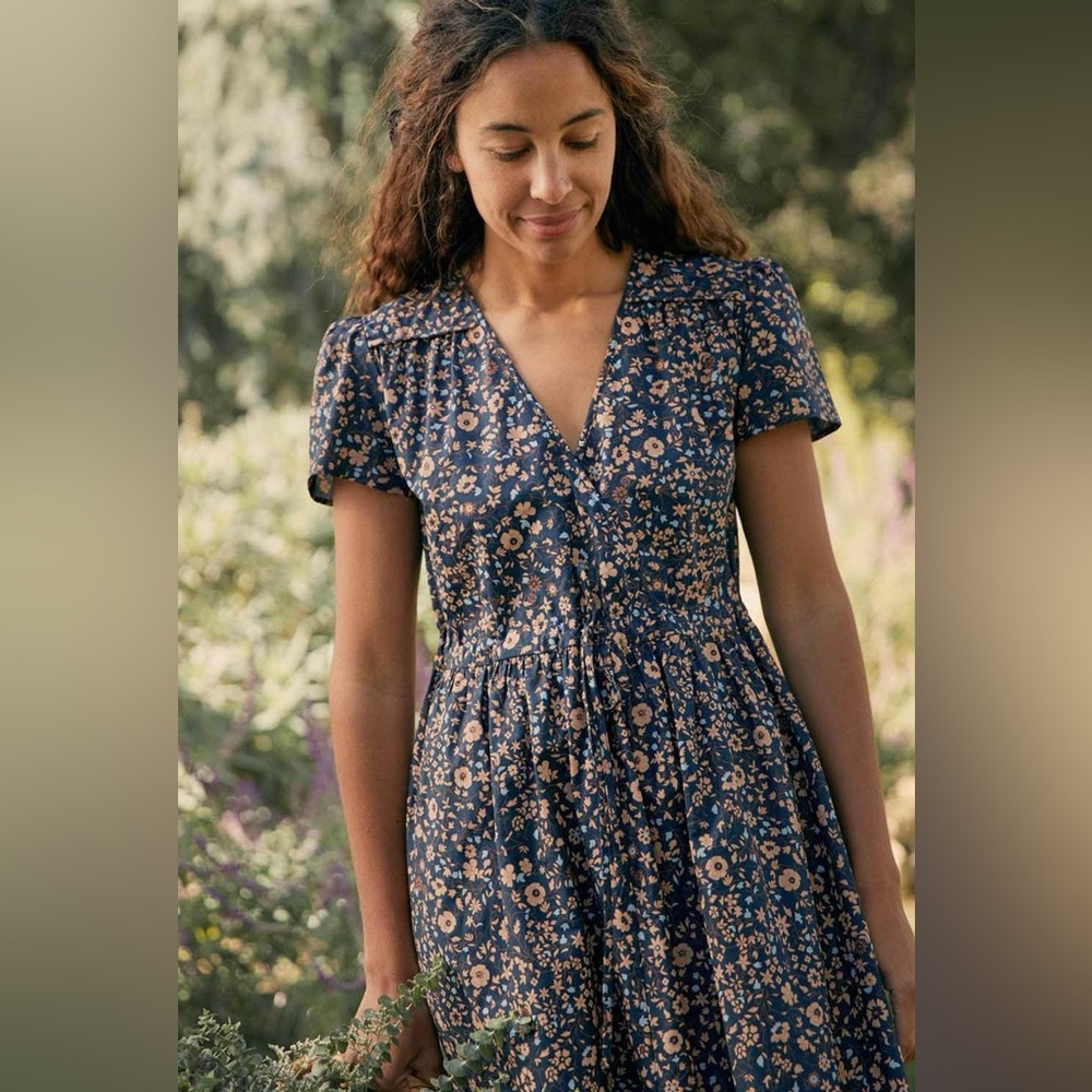 Dawn dress in navy anemone
